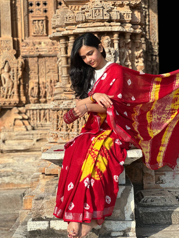 Sunset Symphony Linen Saree