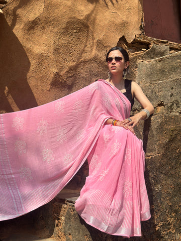 Soft Blush Linen Saree
