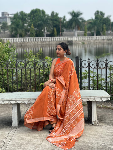 Burnt Sienna Linen Saree