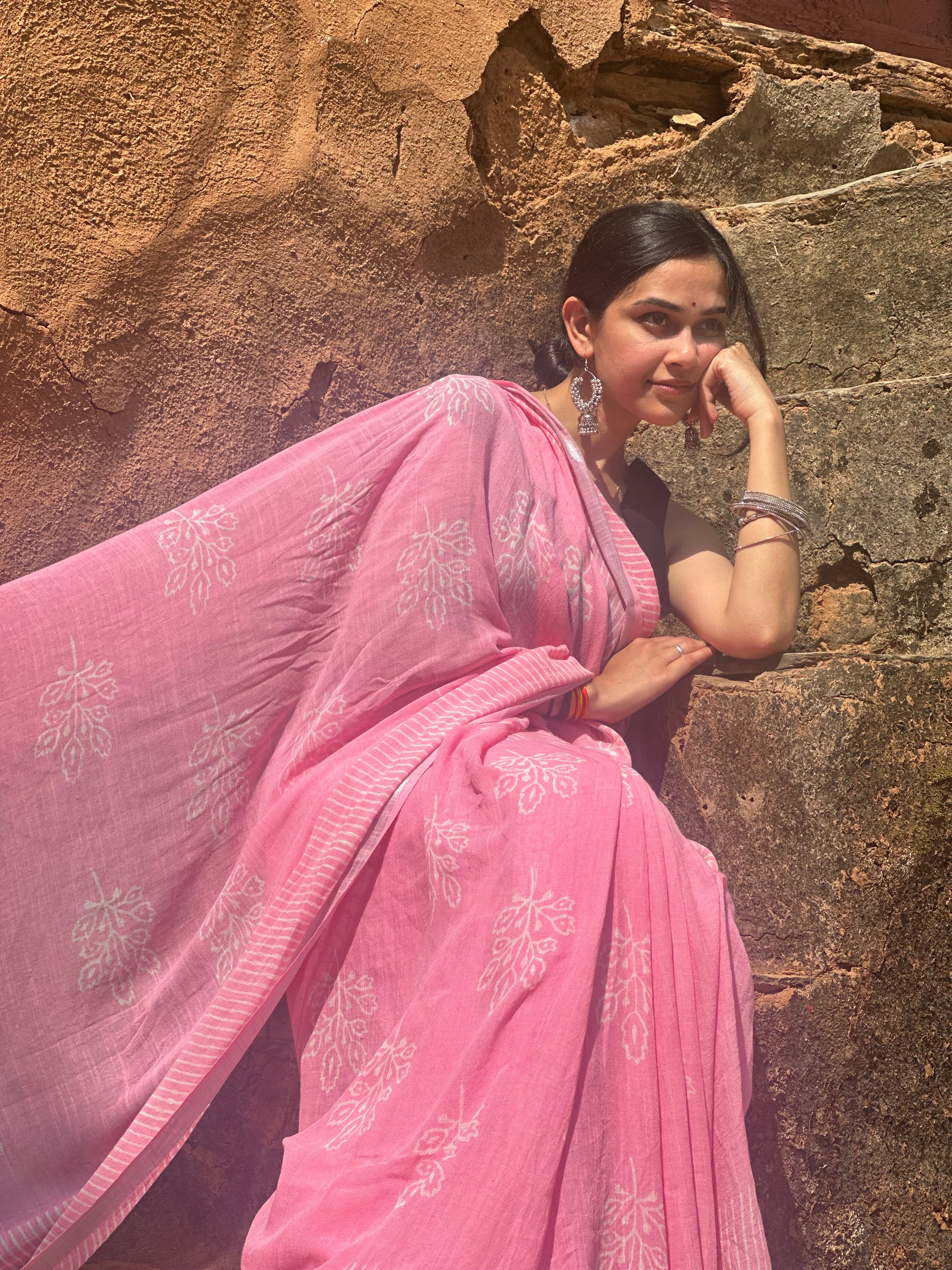Soft Blush Linen Saree