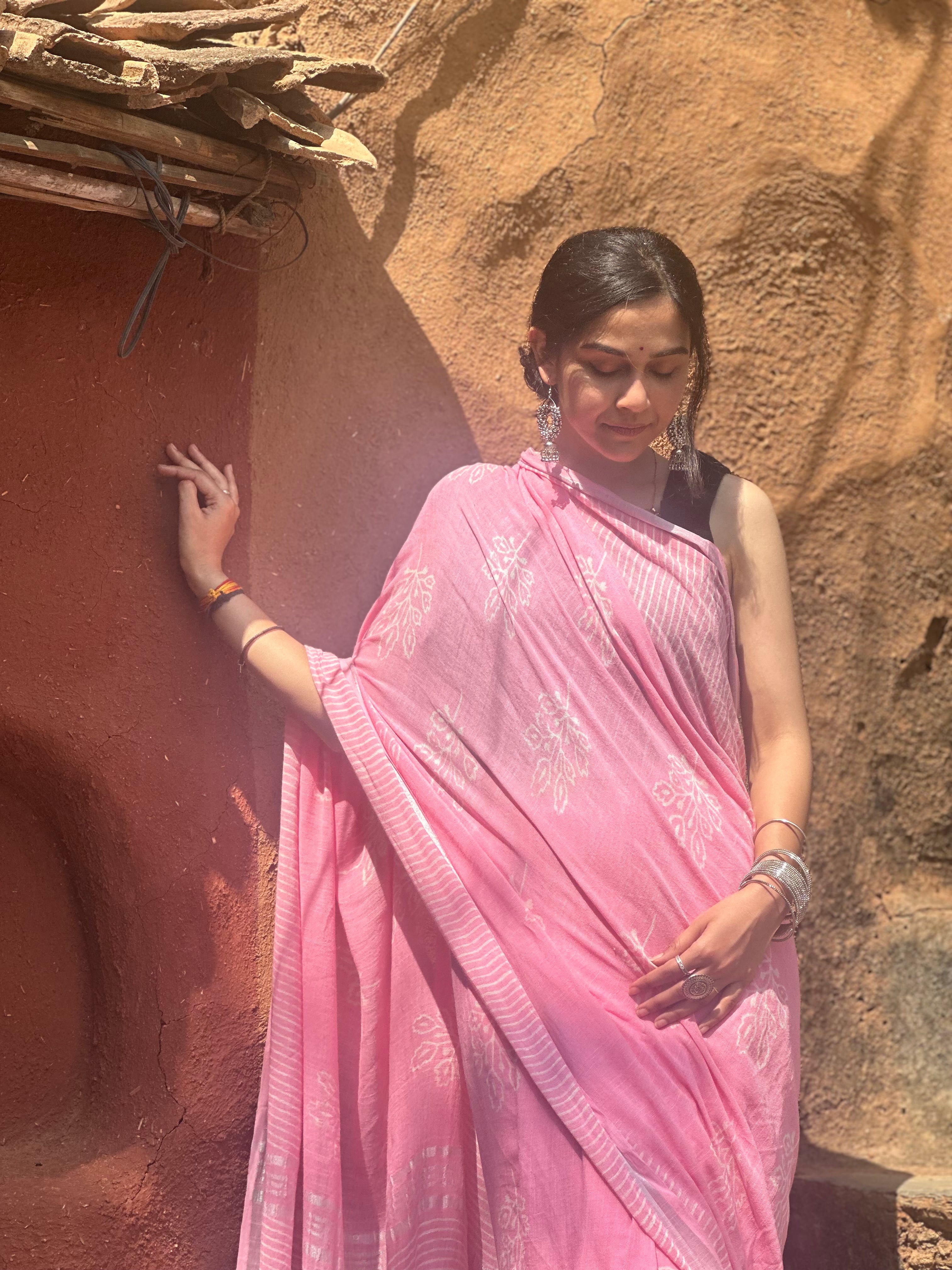 Soft Blush Linen Saree