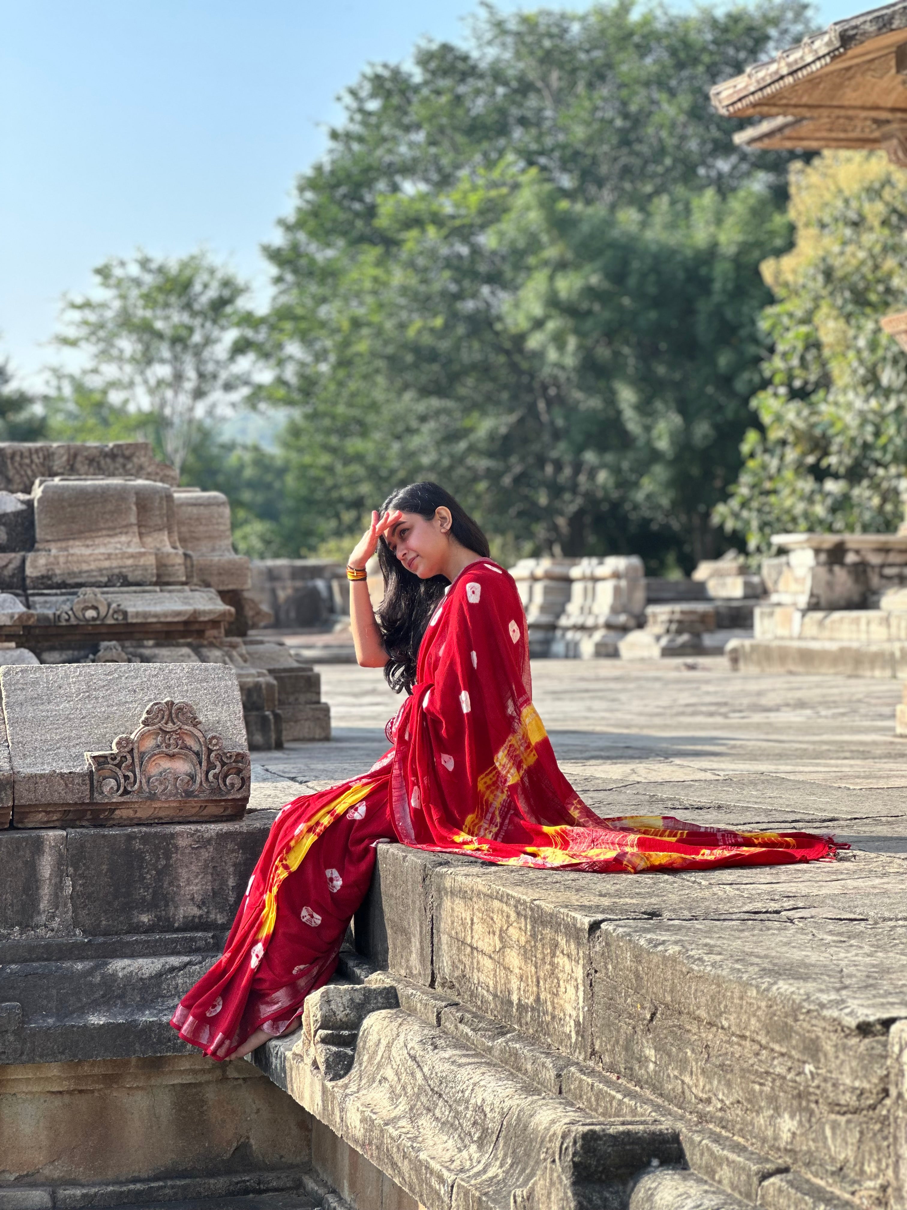 Sunset Symphony Linen Saree
