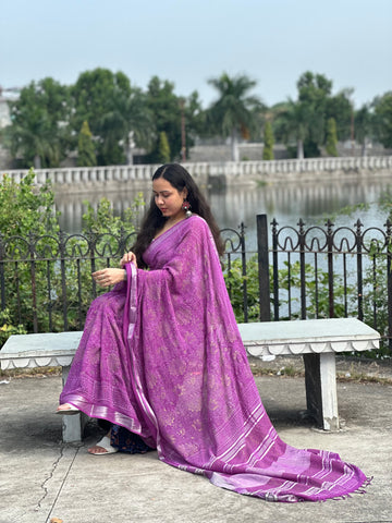 Lavender Luxe Linen Saree