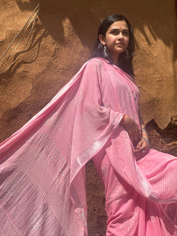Soft Blush Linen Saree