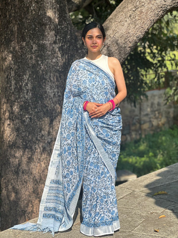 Pastel Sky Linen Saree