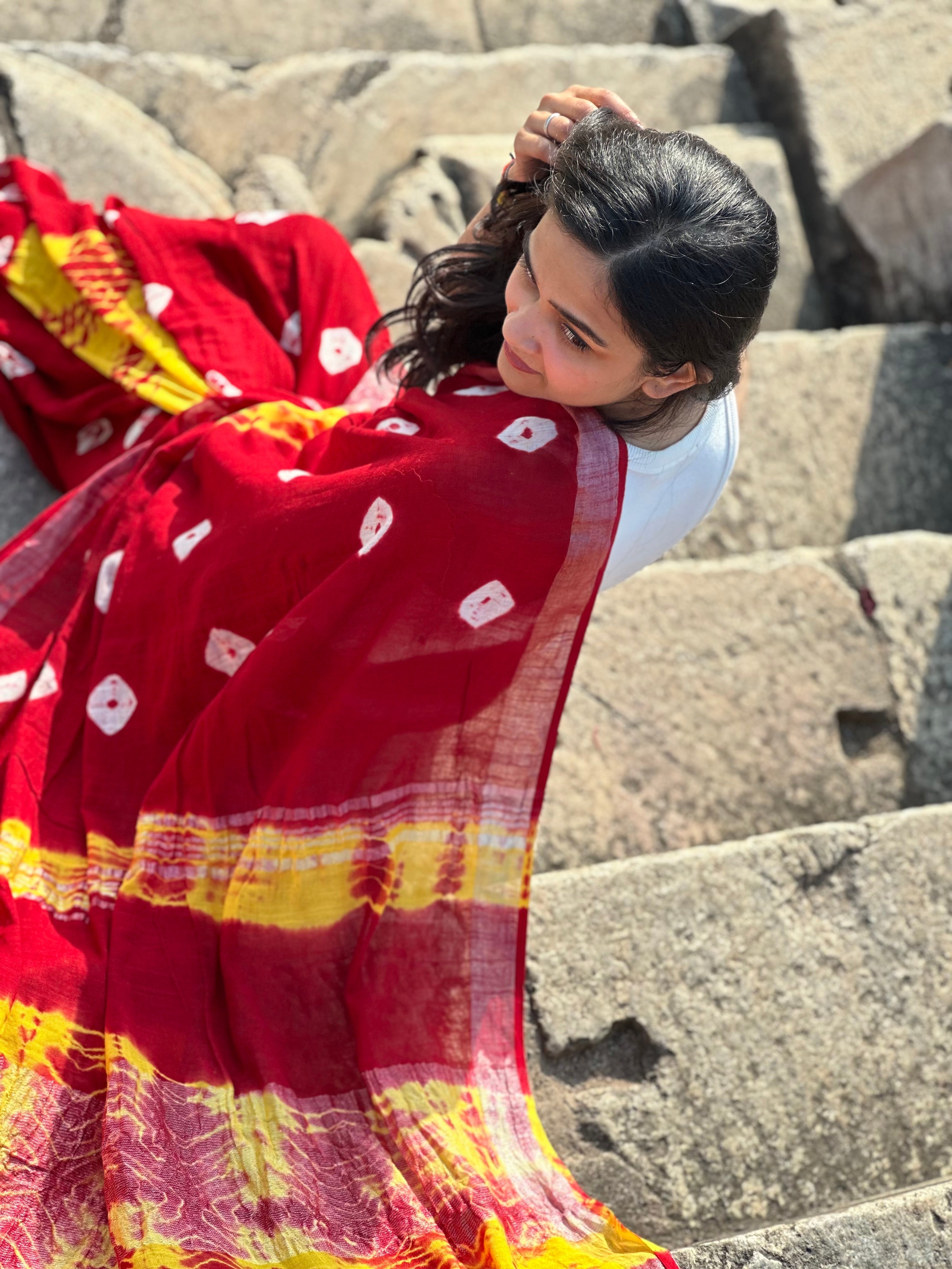 Sunset Symphony Linen Saree