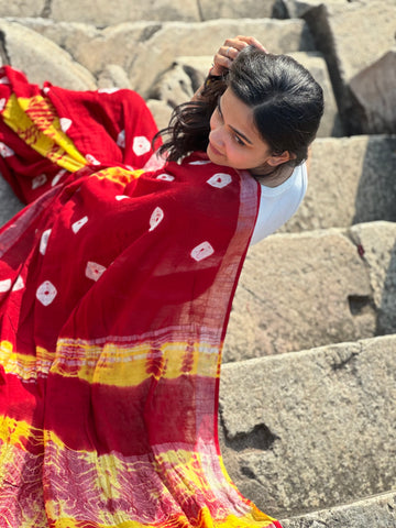 Sunset Symphony Linen Saree