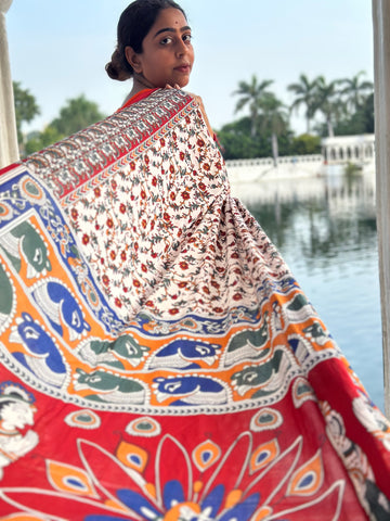 Sangria Serenade Mul Cotton Kalamkari Saree