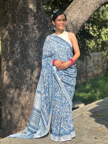 Pastel Sky Linen Saree