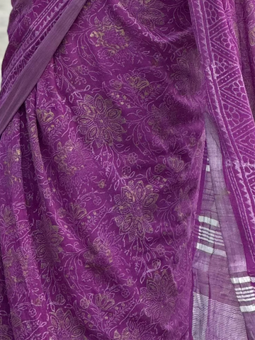 Lavender Luxe Linen Saree