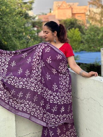 Magenta Magic Linen Saree