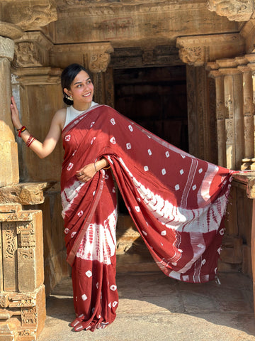 Scarlet Linen Saree