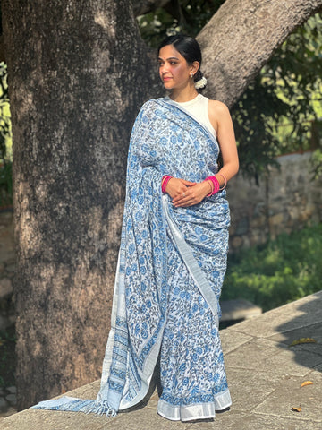 Pastel Sky Linen Saree