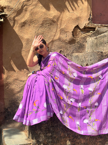 Lavender Linen Saree