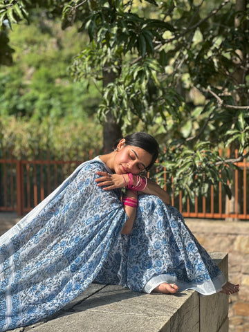 Pastel Sky Linen Saree